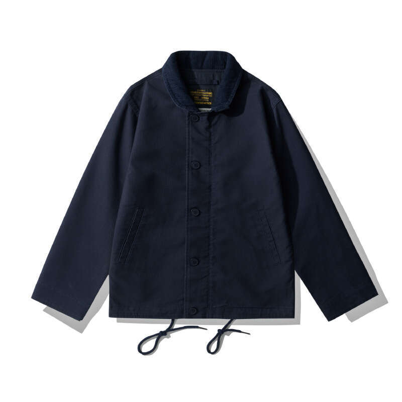 OKONKWO Navy N-1 Deck Jacket Thin Stand Up Collar Coat Amiki Outdoor Trekking Training Fiess Sports Camping Blazer Workwear