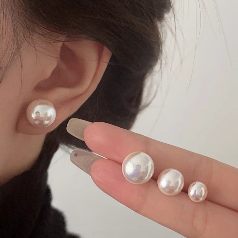 S sier needle pearl round ball designer earrings for women OL elegant charms white pink pearls earring ear rings jewelry gift