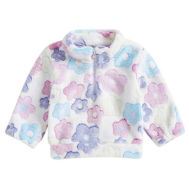 FOCUSNORM 0-4Y wool jacket for young children and girls long sleeved floral print winter warm zipper pull flower wool jacket W241023