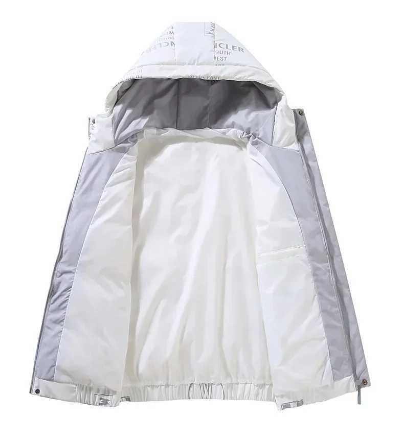 Men's Down Parkas New Winter Mens Hoodie Shiny Down Jacket Casual Coat High Quality Mens White Duck Down Outdoor Windproof and Warm Jacket 4XL Q2