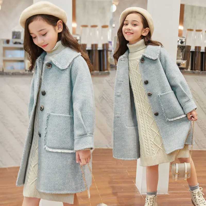 EACHIN Childrens Wool Coat 2023 New Thick Casual Womens Wool Jacket Childrens Long Coat Fashion Winter Womens Clothing W241023