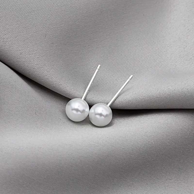 Silver Needle Simple Exquisite White Pearl Earrings Suitable for Women Minimum Earaccessory Gift Size 3/6/8/10mm W241023