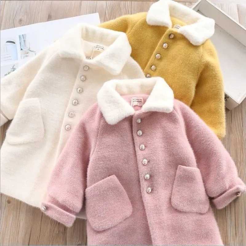 Girls autumn and winter jacket velvet thick fashionable winter clothing childrens long wool coat new HPY007 W241023