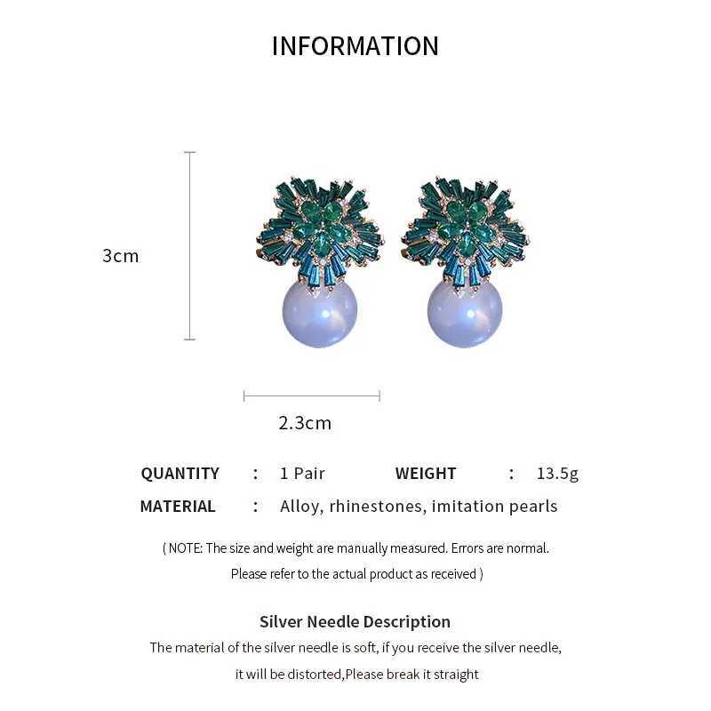 Light luxury imitation pearl earrings womens fashionable zircon crystal earrings snowflake stud earrings party wedding jewelry W241023