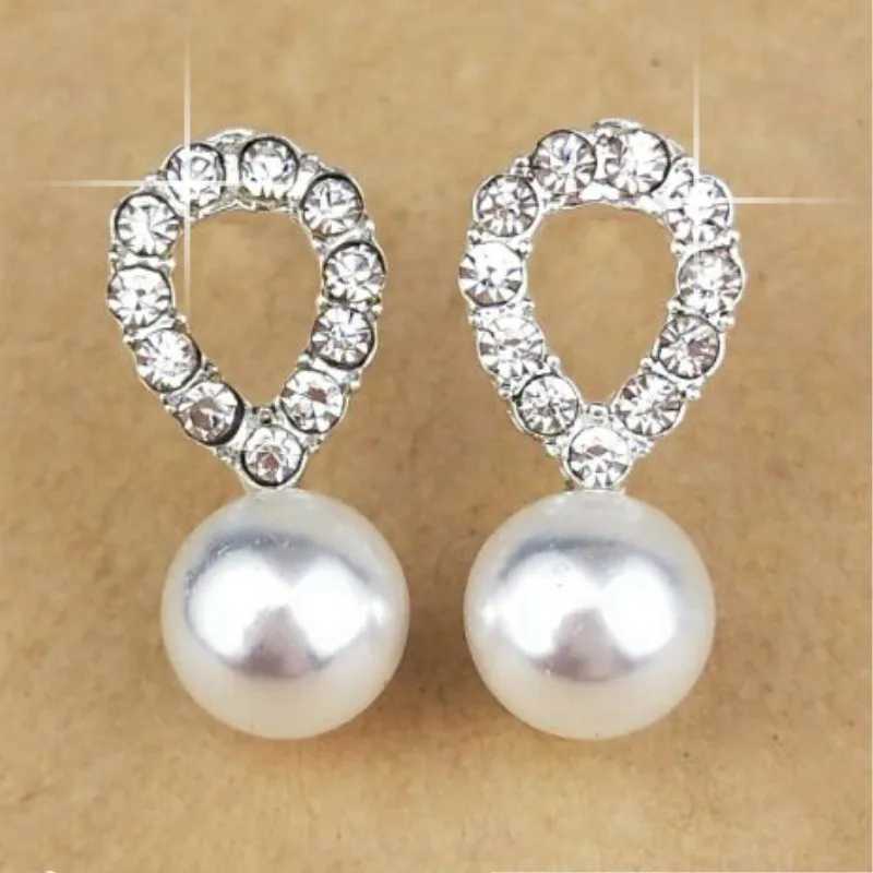 Full Crystal Pearl Water Droplets Stud Earrings for Women Wedding Jewelry Boucles doreilles Pendientes Valentines Day GiftX241023