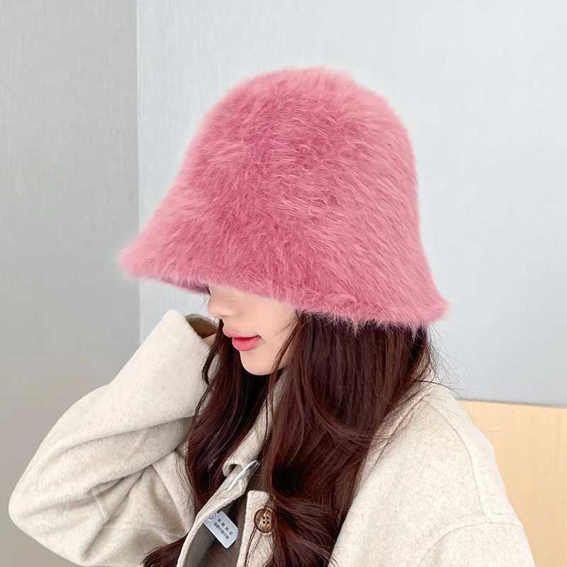 Winter Warm Thick Fishermans Hat Outdoor Panama Plush Potted Hat Womens Hat X241023