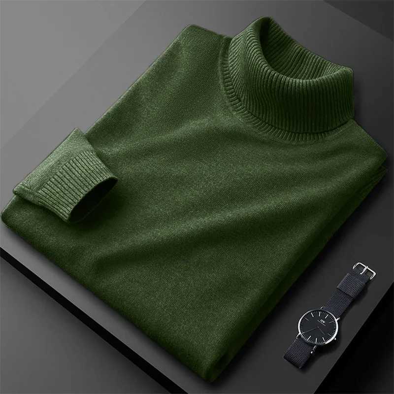 Mens Vintage Long Sleeves Sweater Casual Solid Color Turtleneck Pullover Knit Design Streetwear Winter Warm Breathable Tops LX241024