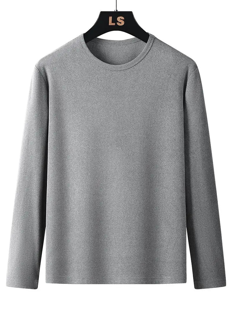 Thick wool T-shirt mens plus size 8XL 7XL 6XL keep warm T-shirt long sleeved casual top top underwear mens clothing 241024