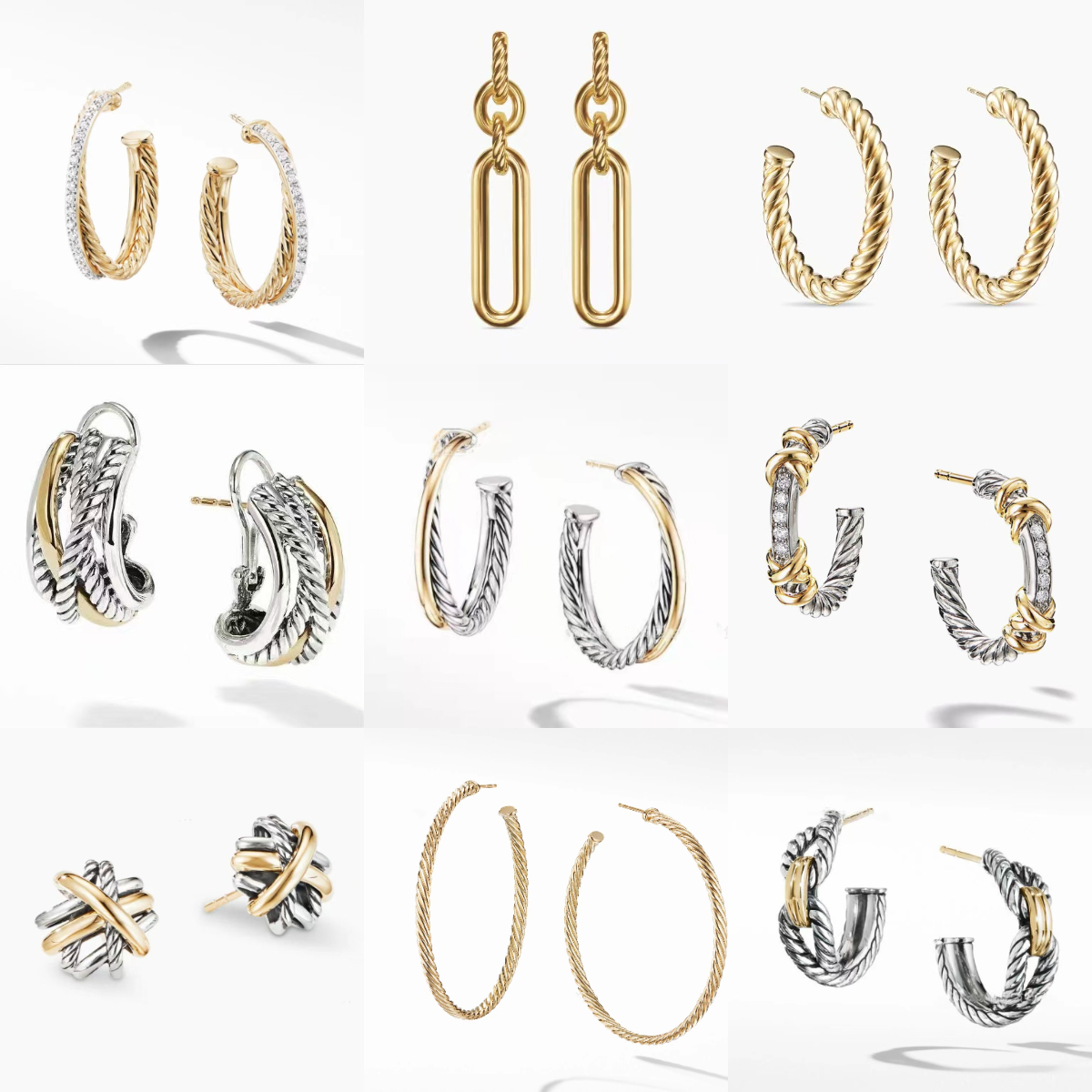 Vintage designer earrings with gold silver color interwoven gold earrings designer for women with pearl zircon jewelry different sizes of large C earrings