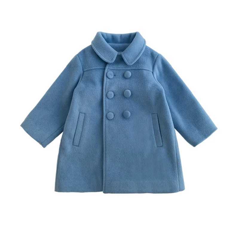1-7 year old girls wool jacket new fashion Korean version long childrens jacket spring and autumn double chest childrens jacket W241023