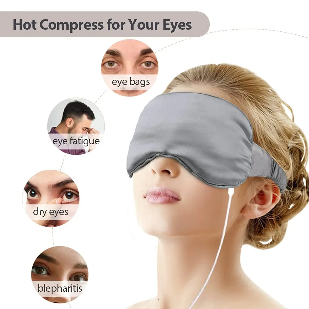 USB sleep eye mask silk steam eye mask for fatigue relief stress relief Stye damp heat treatment anti dark cycling travel 241024
