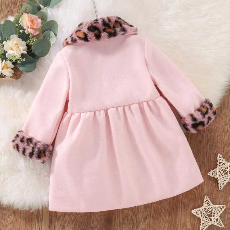 2023 Autumn Winter Long Woolen Coat for Girls Fashion Leopard Long Sleeped Trench Jacket Outerwear Warm Wool Baby Clothes W241023