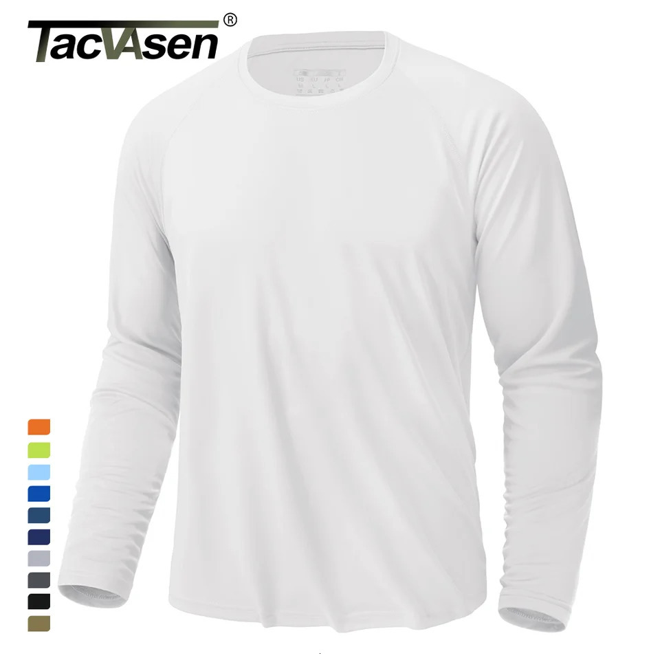TACVASEN UPF 50sunscreen T-shirt mens quick drying long sleeved sports T-shirt performance sports T-shirt 241024