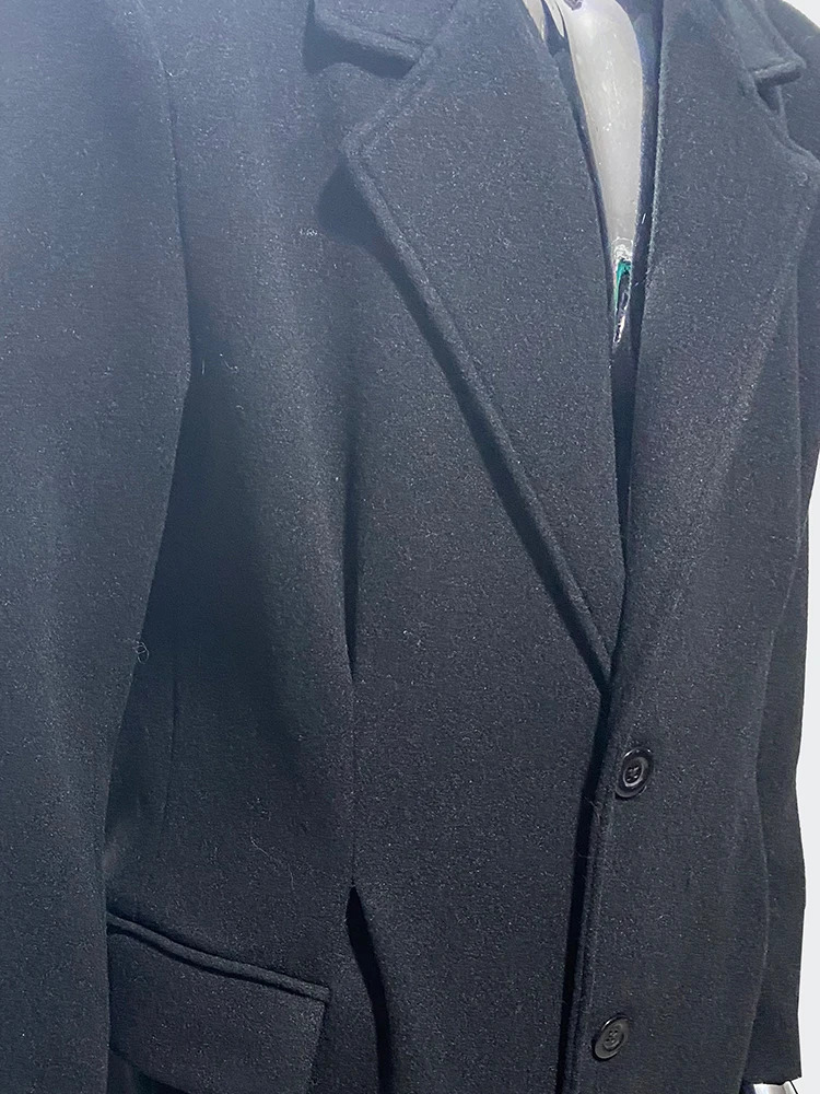 Sapphire Autumn Winter Extra Long Elegant Black Soft Warm Wool Coat Suitable for Men Single breasted Wool and Blended Coat 241024