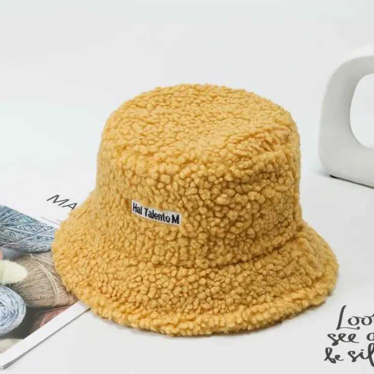 Wens New Versatile Net Red Lamb Hair Fisherman Hat Autumn/Winter Korean Fashion Hat X241023