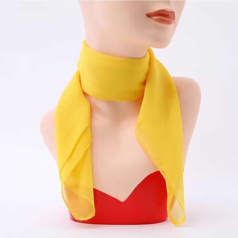 Solid color chiffon versatile short small square warm silk neck spring and autumn womens protection go scarf designers