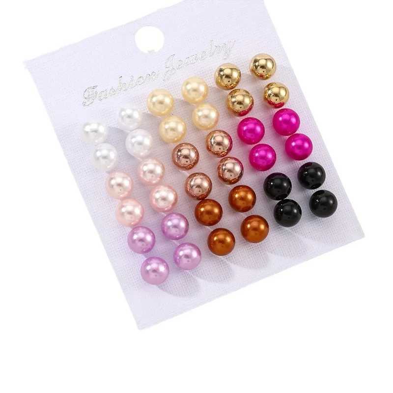 18 pairs of mini summer womens colorful pearl earring set suitable for parties with fashionable girl earrings W241023