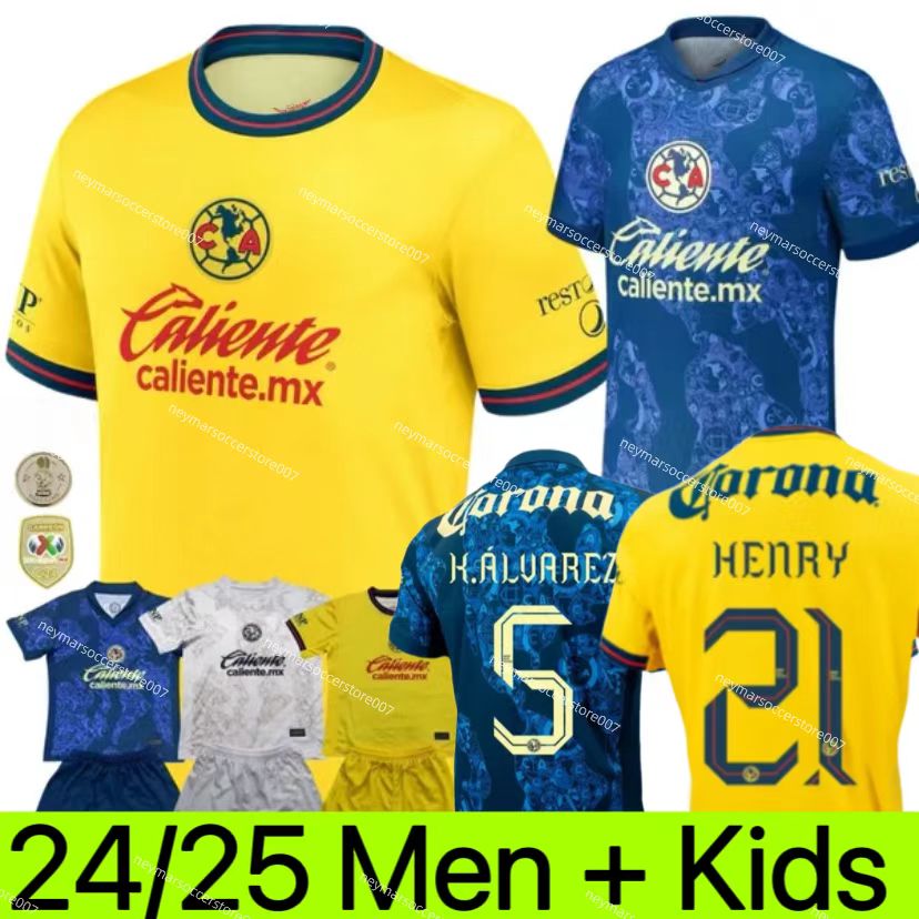 2024 2025 Liga MX Club America Soccer Jerseys 24 25 Third HENRY R.MARTINEZ D.VALDES G.OCHOA FIDALGO 2024 fans player version men women kids maillot Football Shirt
