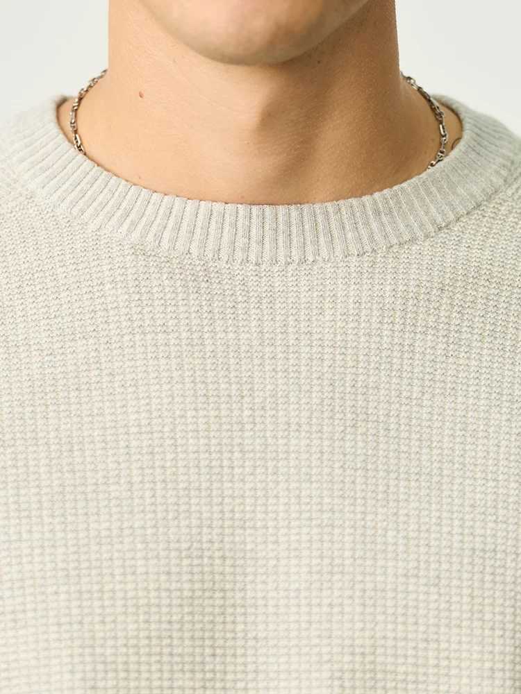 SIMWOOD 2024 Autumn Winter New Oversize Casual Crewneck Sweater Men Waffle Textured Long Sleeve Knitted Pullover LX241024