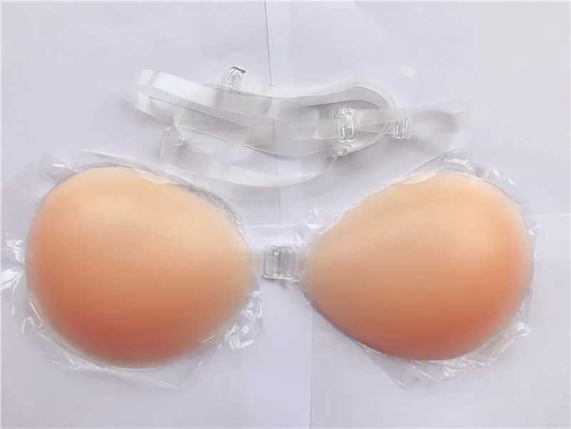 Sexy Invisible bra 3cm thick Self-Adhesive Strapless Silicone Breast Push up Bra with Clear Straps Size A B C DXJ241024
