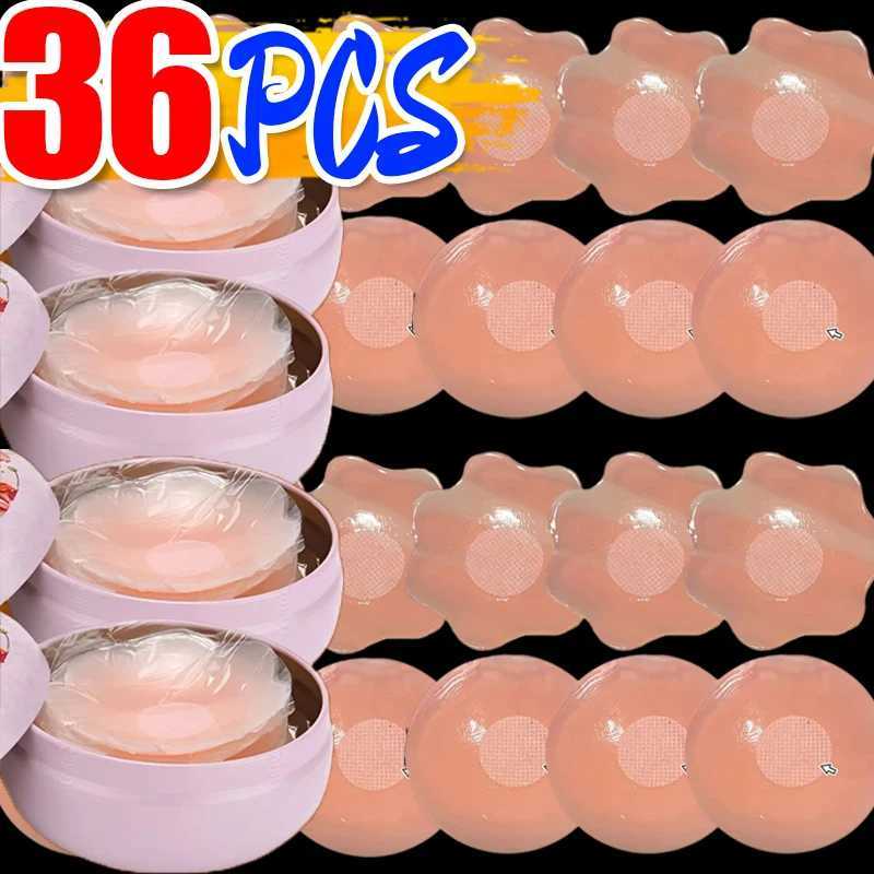 Invisible Silicone Nipple Cover 12/36Pcs Box Set Women Self Adhesive Chest Paste Bra Sticker Strapless Girls Reusable Patch PadsXJ241024