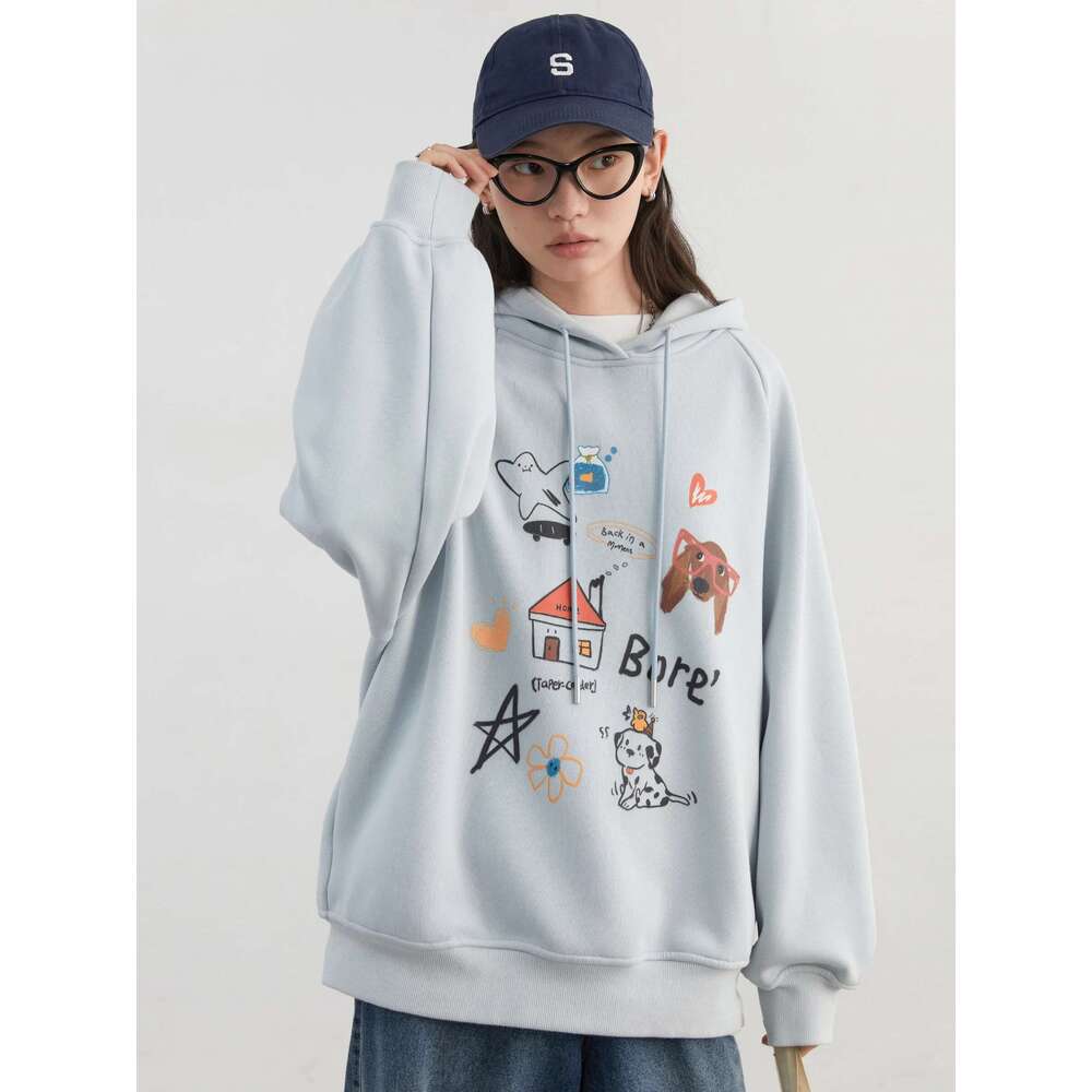 CHIC VEN Women Sweatshirts Loose New Streetwear Casual Hooded Printed Long Sleeved Female Fleece Top Autumn Winter 2024