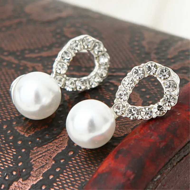 Full Crystal Pearl Water Droplets Stud Earrings for Women Wedding Jewelry Boucles doreilles Pendientes Valentines Day GiftX241023