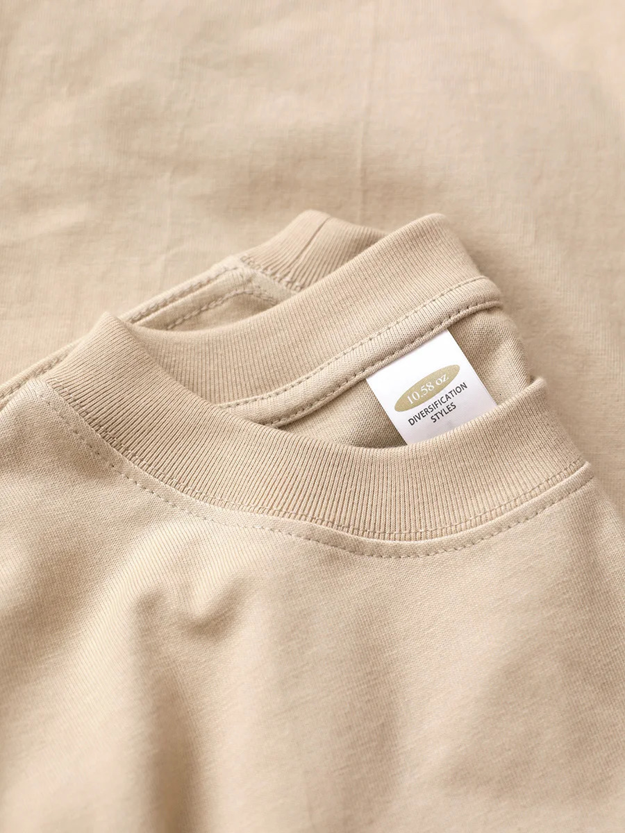 10.58oz 300g heavy-duty cotton ultra-fine solid color shoulder short sleeved mens summer T-shirt 241024