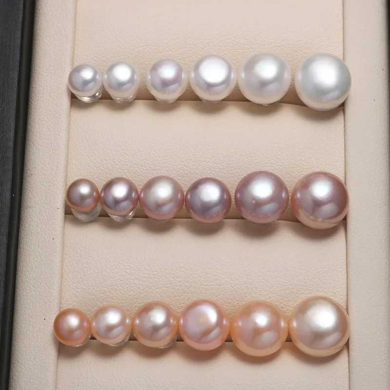 1 pair of 6-12mm natural freshwater pearl earrings AA grade elegant jewelry white purple pearl earrings for women W241023