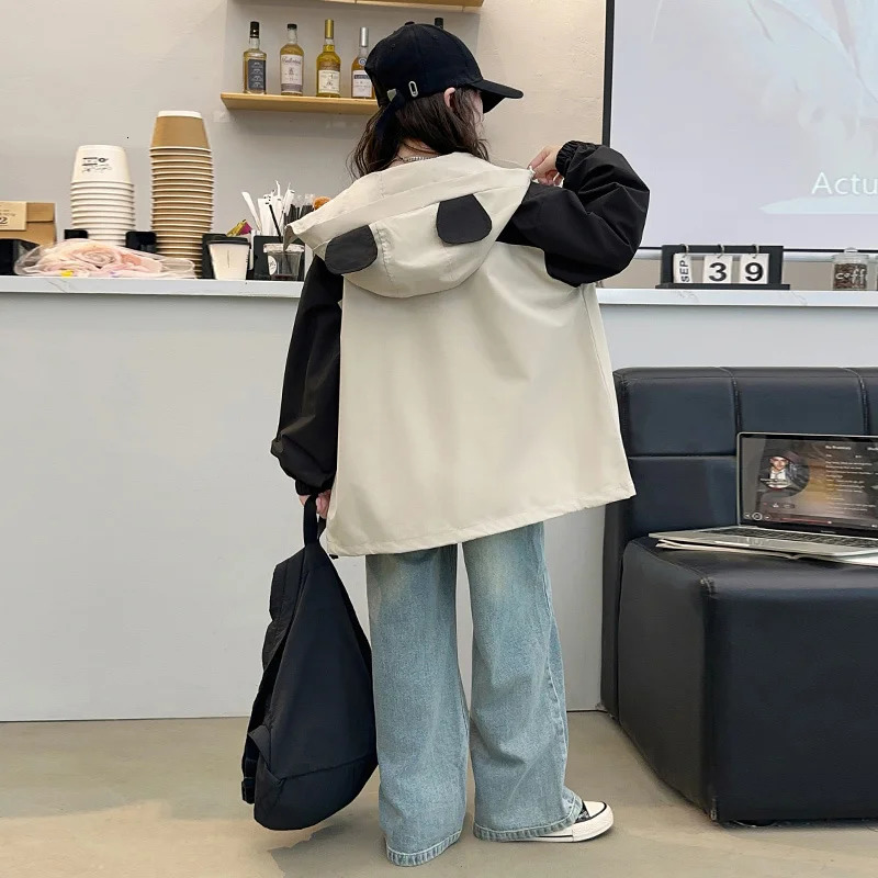 Cute and stylish childrens panda jacket suitable for girls clothing autumn jacket suitable for baby girls jackets panda hooded sweatshirt with 241024