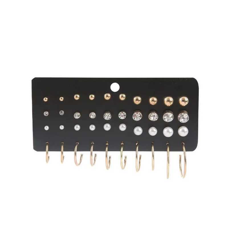 20 pairs of hot selling silver pearl zircon earrings set creative personality simple temperature earrings girl earrings W241023