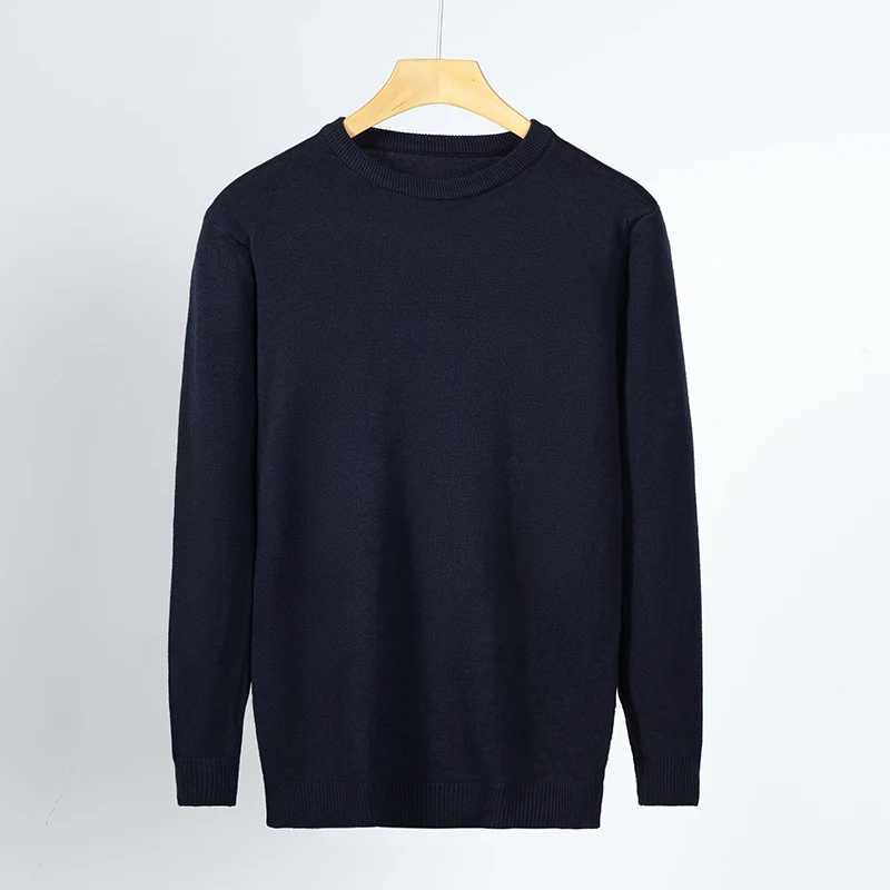 New Mens Classic Round Collar Sweaters 2024 Holiday Casual Pullovers Stylish ThermalCaramel Navy-blue Long Sleeve Clothes Male LX241024