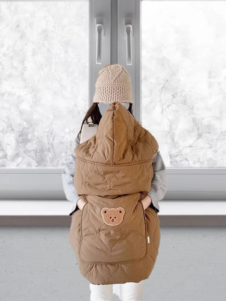Korean baby hooded cloak windproof stroller blanket thick and warm cartoon bear rabbit 241023CJ