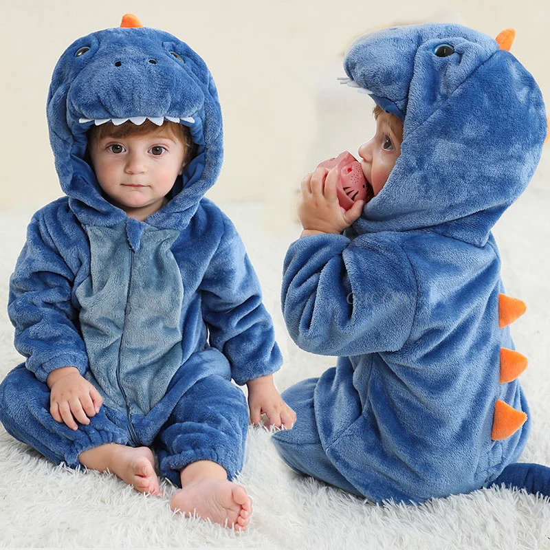 Preschool boy Onesies baby girl Kigurumi sleepwear dragon unicorn cow animal role-playing costume winter plush jumpsuit 1 to 2 3 4 years 241024