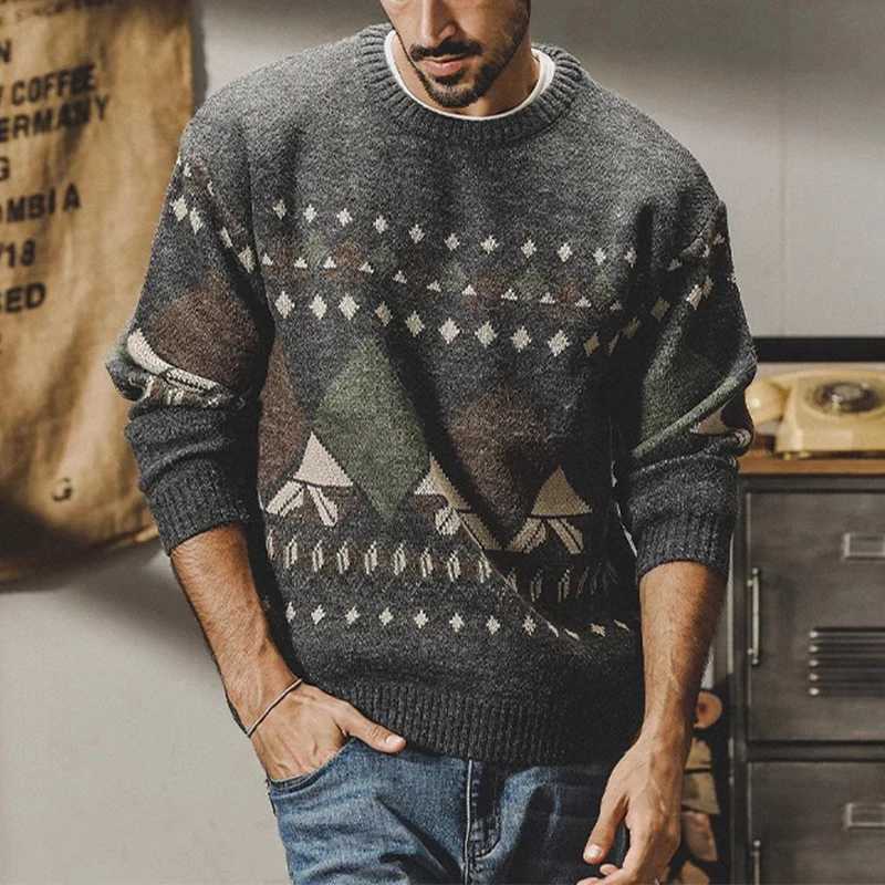 Streetwear Vintage Mens Sweaters O Neck Long Sleeve Knitting Pullovers Men Autumn Ethnic Style Crochet Knit Sweater Jumper Tops LX241024