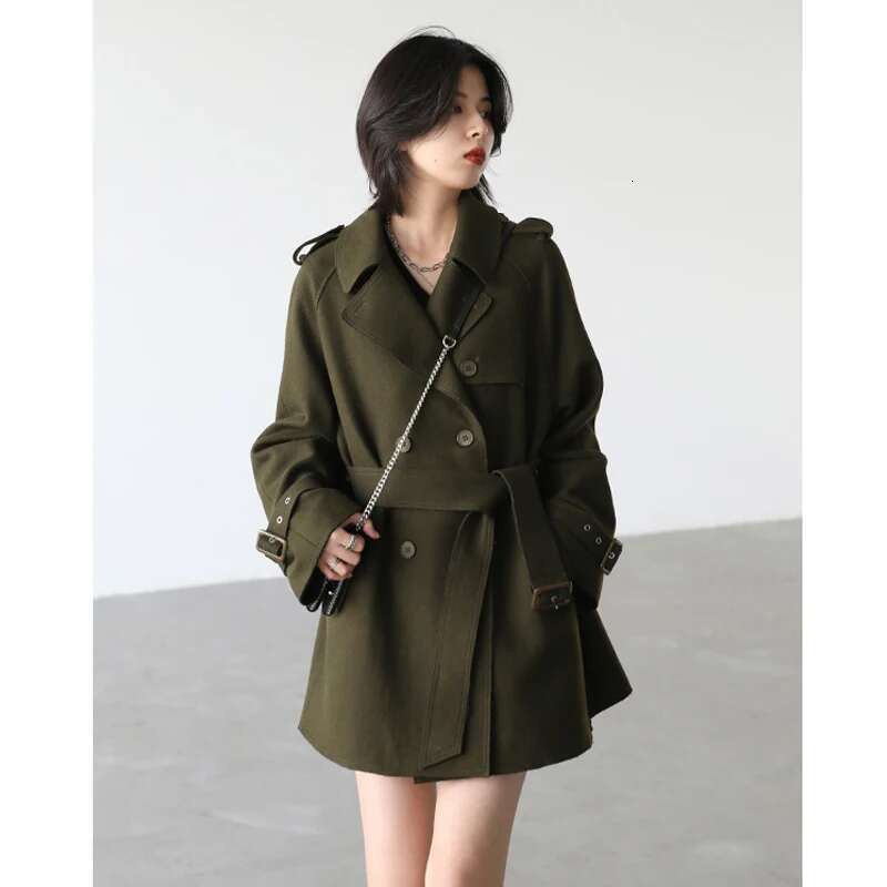 CHIC VEN Women Coat Loose Solid Double Collar Waist Belt Warm Thick Overcoat Office Lady Female Outwear Tops Autumn Winter 2024