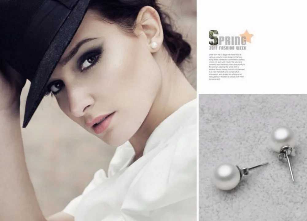 Lekani 925 Sterling Silver 6.5mm Freshwater Cultured Pearl Button Ball Stud Earrings For Women As Best Gifts JewelryX241023