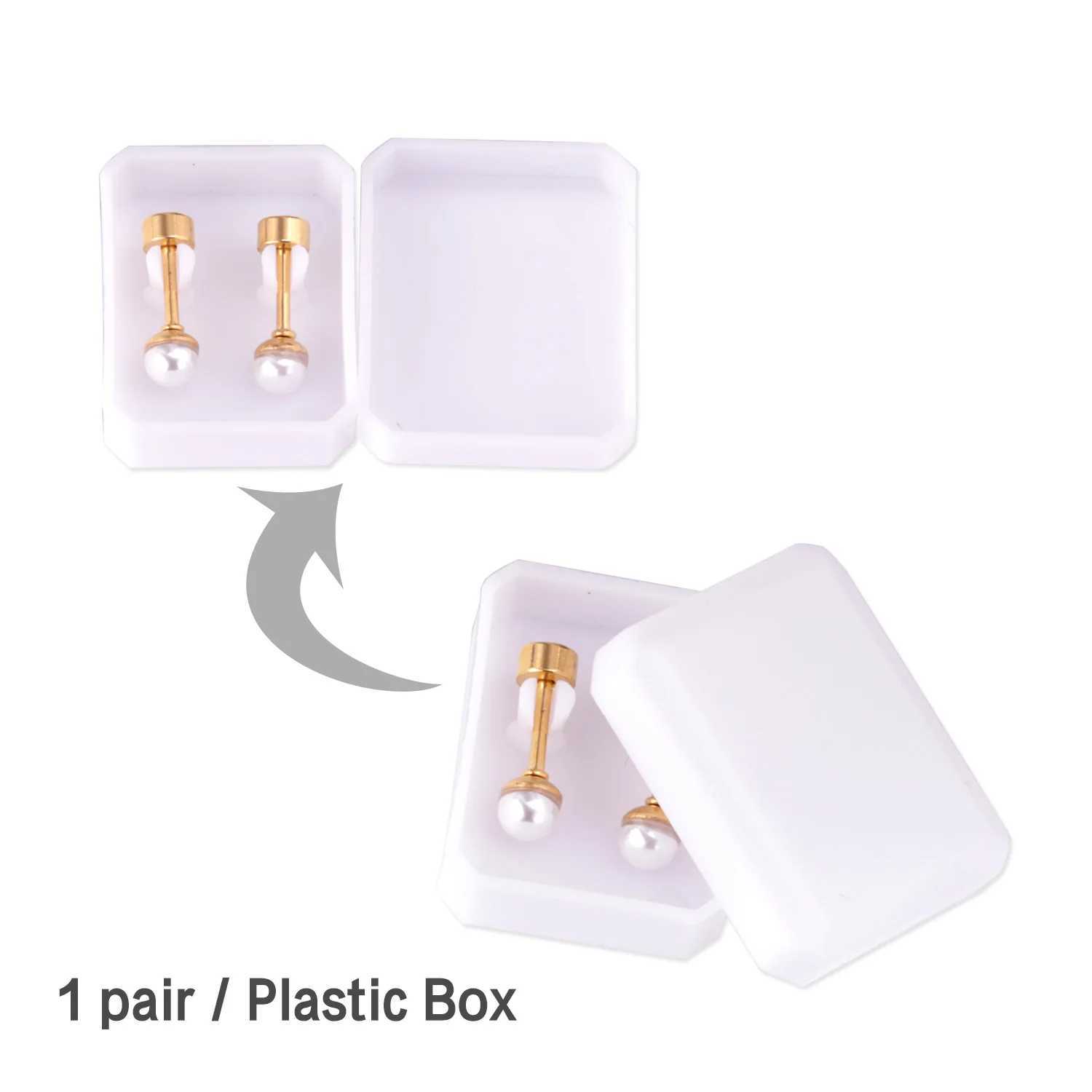 LUXUSTEEL 2PCS 5/6/7/8mm stainless steel round pearl earrings suitable for women men and wholesale of high-quality screw back perforated studs W241023