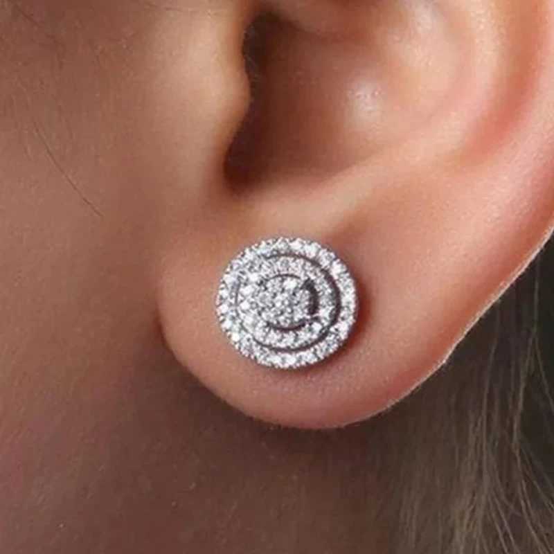 CAOSHI Gorgeous Romantic Stud Earrings for Women Round Hollow Shape Brilliant Cubic Zirconia Accessories Beautiful Jewelry GiftX241023