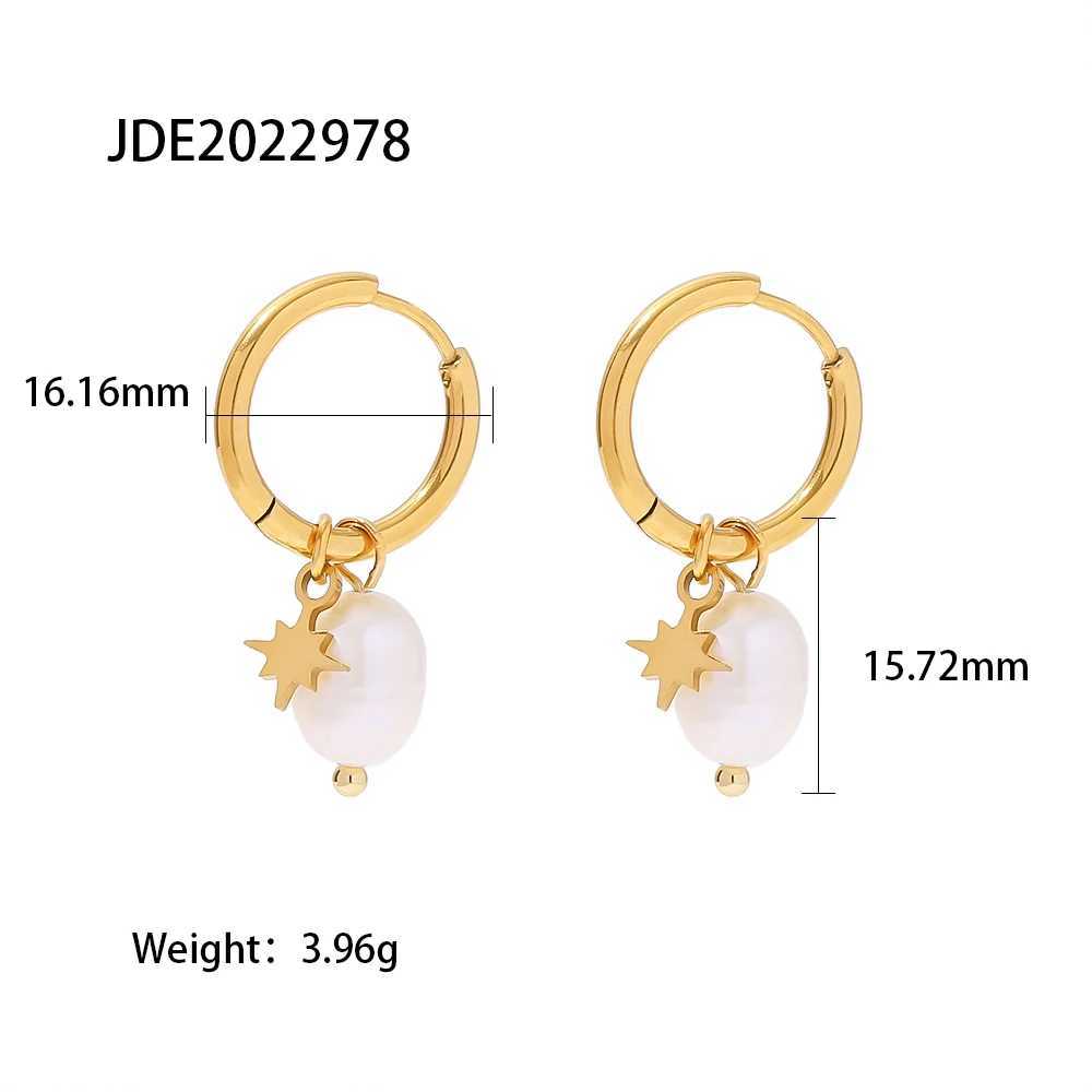 Uworld 18k gold-plated natural freshwater pearl star pendant earrings fashionable and exquisite charm classic womens jewelry W241023