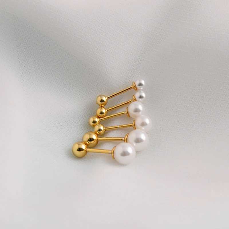 2 PCS Stainless Steel Imitation Pearl Ear Studs Earrings For Women 3/4/5/6/7mm Tragus Cartilage Piercing JewelryX241023
