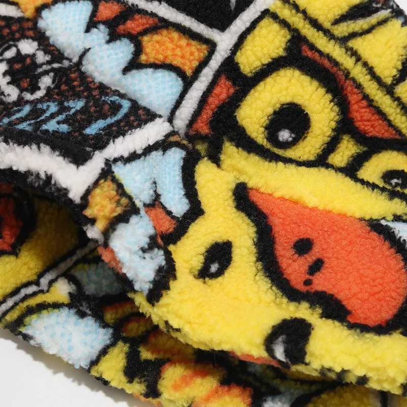 New cute cartoon duck print winter bucket hat suitable for mens thick women with fluffy fur warm Panama hat outdoor fisherman hat party X241023