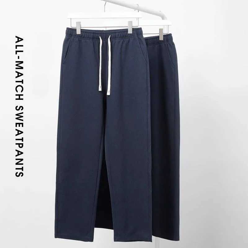 Mens Loose Straight Pants Diagonal Stripes Elastic Waist All-match Ankle Length Pants Spring Autumn Casual Outdoor SweatpantsX241023