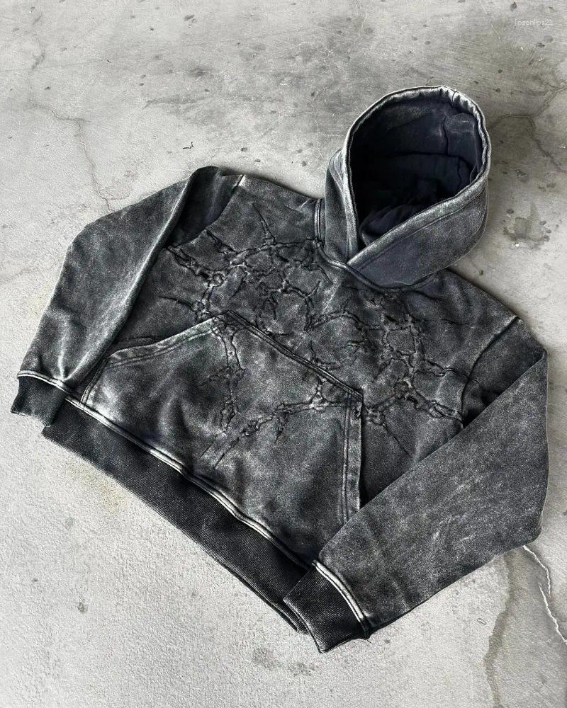Mens Hoodies SIRI Gothic Hoodie American Retro Embroidery Oversized Sweatshirt And Womens Y2K Harajuku Hip-hop Long-sleeved