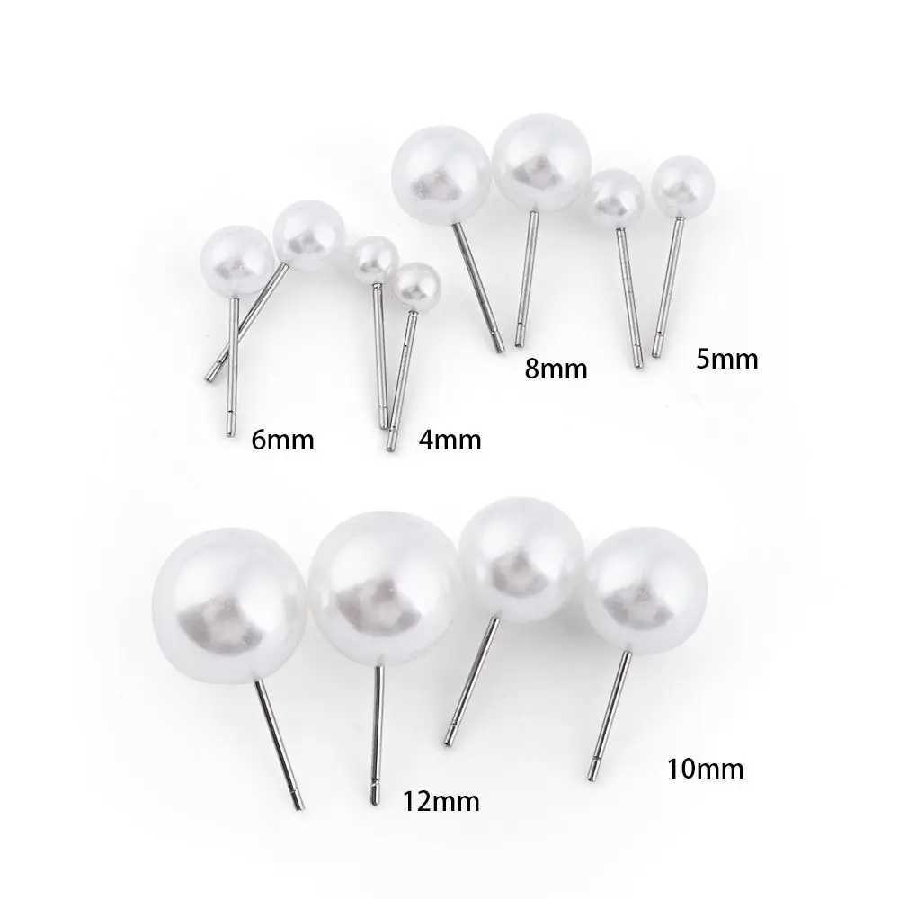 5 pairs of elegant pearl earrings Korean small round pearl earrings suitable for women simple wedding party jewelry 4/5/6/8/10/12mm W241023
