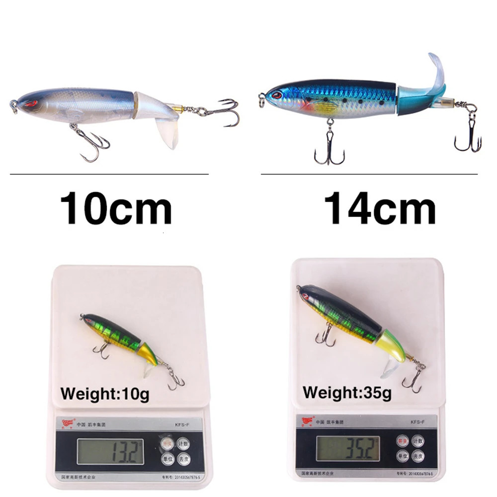 10cm14cm Topwater Fishing Lure Whopper Popper Artificial Bait Hard Plopper Soft Rotating Tail Tackle 241024