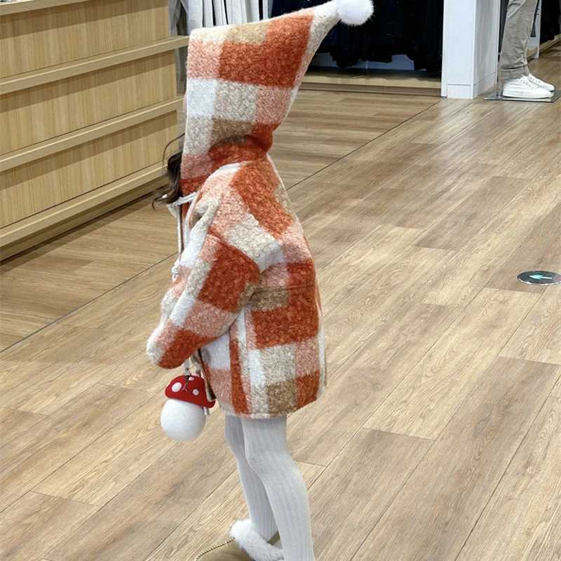 Childrens jackets winter cotton jackets baby clothing wool cardigans girls orange flat cornered hats girls fashionable childrens clothing W241023