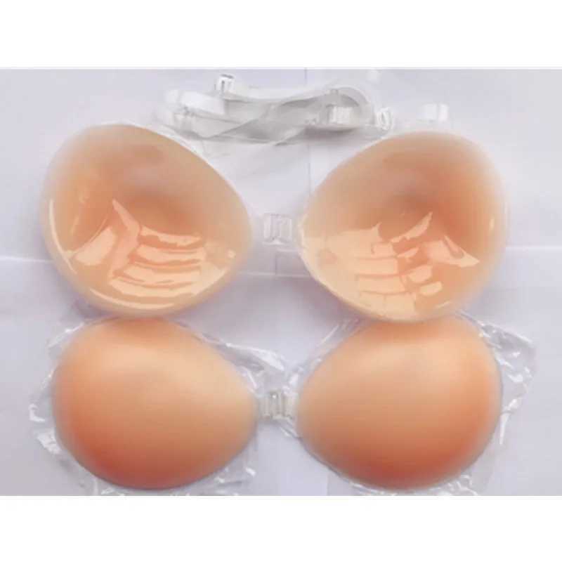 Sexy Invisible bra 3cm thick Self-Adhesive Strapless Silicone Breast Push up Bra with Clear Straps Size A B C DXJ241024