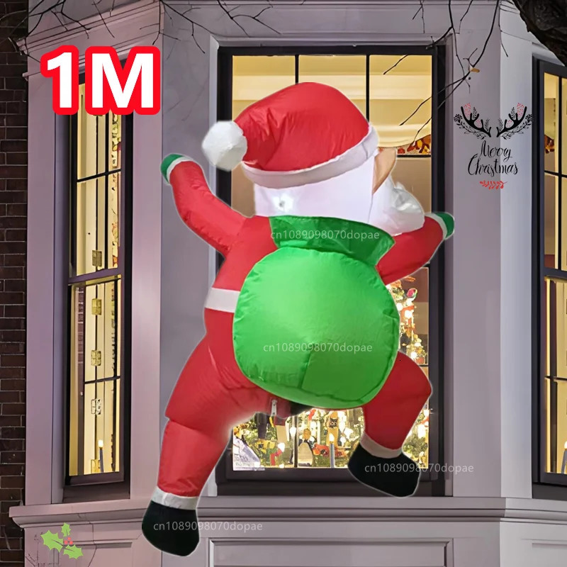 Christmas Inflatable Wall Climbing Knapsack Santa Claus Model Built in LED Lights Indoor and Outdoor Fun Decoration Festival Party Props 241024