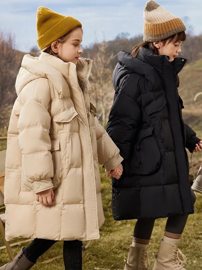 Teen girls down jacket winter solid color keep warm and fashionable childrens park jacket zipper jacket 4 6 8 10 12 14 year TR244 241024